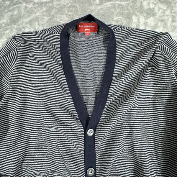 VTG Paul Costelloe Sweater Womens Large Striped Long Sleeve Button Up Old Money - Image 2