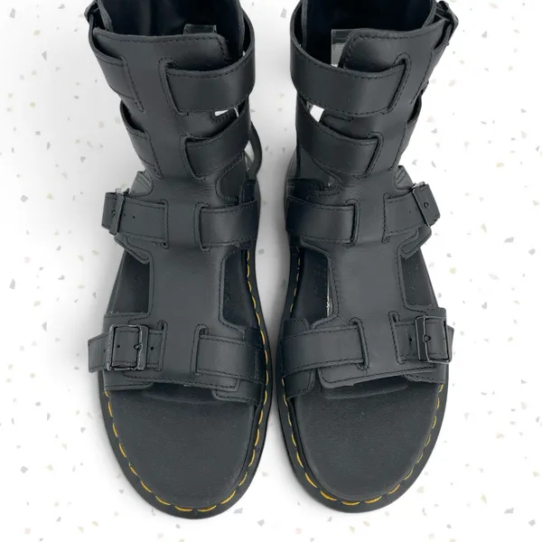 Dr. Martens Giavanna Black Leather Platform Sandals Buckles Gladiator Fit Size 9 - Image 8