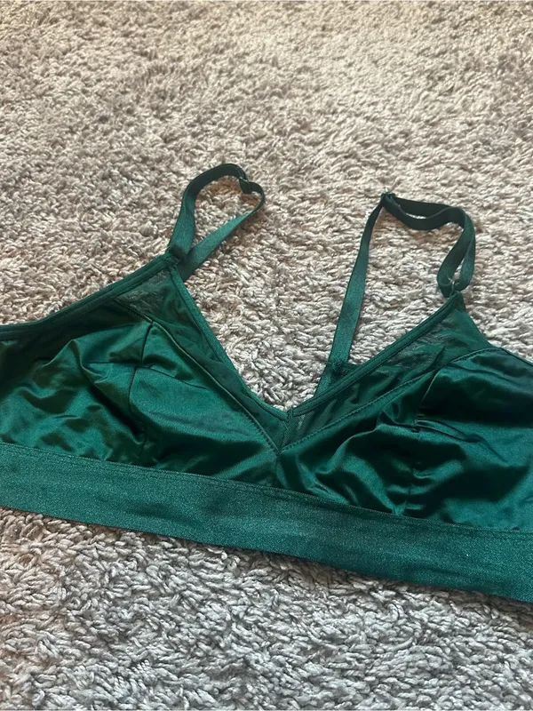 Auden Satin Bralette in Emerald Green - Image 2