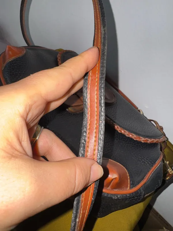 Vintage Dooney & Bourke Black pebble with brown Leather cross body bag - Image 13