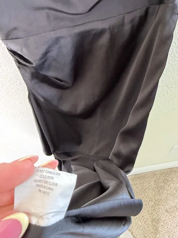 NWT Selfie Leslie Sensations‎ Off Shoulder Satin Maxi Dress Black Womens Size M - Image 11