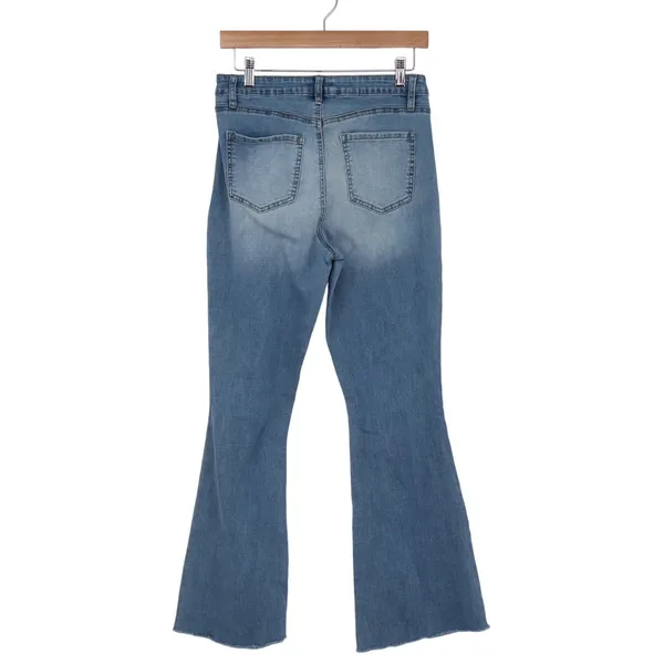 YMI Jeans USA Womens Size 11/30 High Rise Flare Distressed Ripped Raw Hem Denim - Image 4