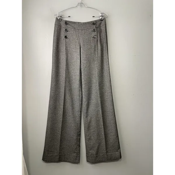 Express Design Studio Trousers Size 4 Twee Wide Leg Wool Pants Y2K 90s Academia - Image 3