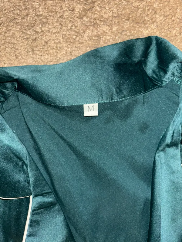 SheIn Green Satin Pajama Set - Image 2