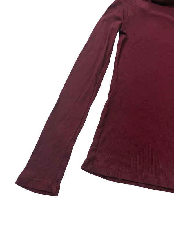 Splendid Burgundy Ribbed Turtleneck Sweater Long Sleeve Top Basic Medium Women's - Image 4