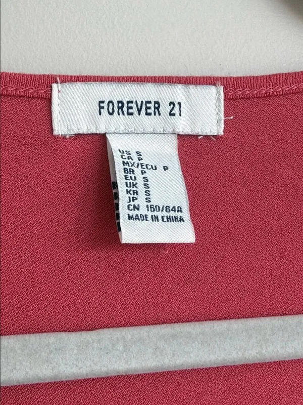 Forever 21 Pink Tie-Front Ruffle Crop Top, Size S - Image 3