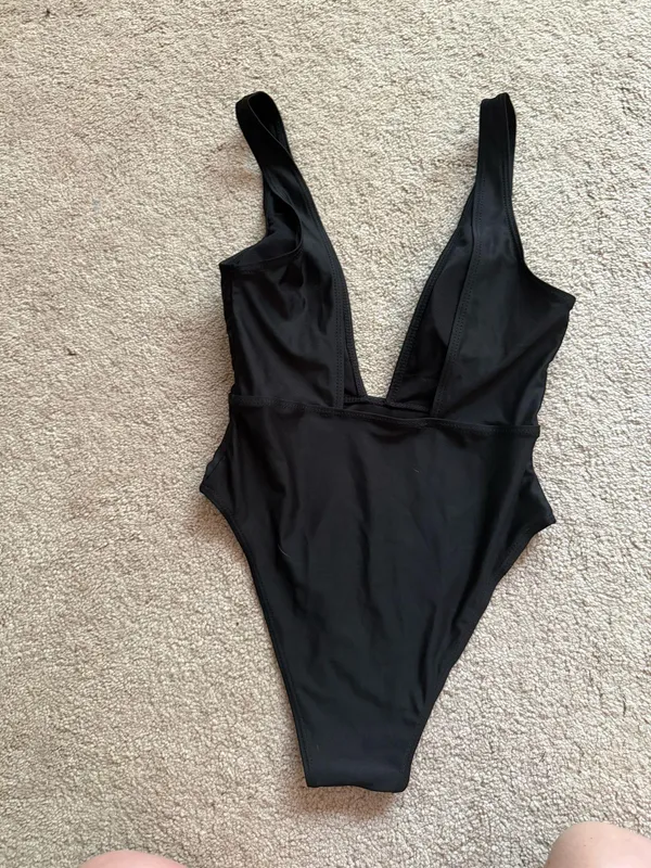 Black plunge neckline One Piece Swimsuit - Image 2