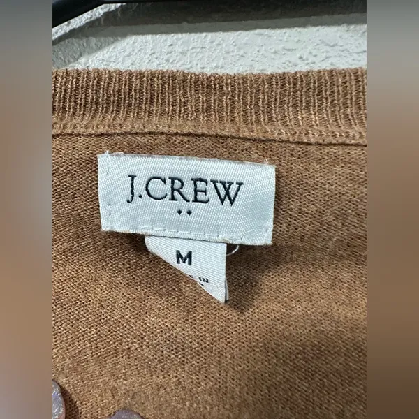 JCREW Cotton Brown Sweater with Rhinestone buttons - Image 5