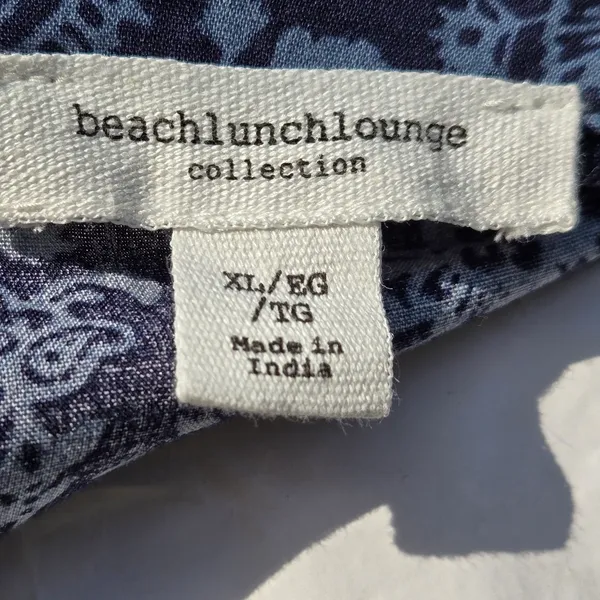 Beachlunchlounge Printed Tiered Babydoll Blue Dress XL Long Sleeves - Image 6