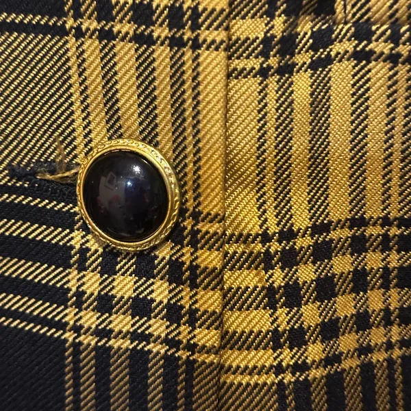Vintage Navy‎ and tan plaid women’s blazer size 14 double breasted - Image 2