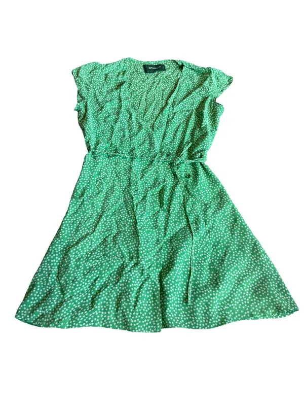 Reformation Dawn Mini Wrap Dress Green Floral Print Flowy Girly Party Size Small - Image 2