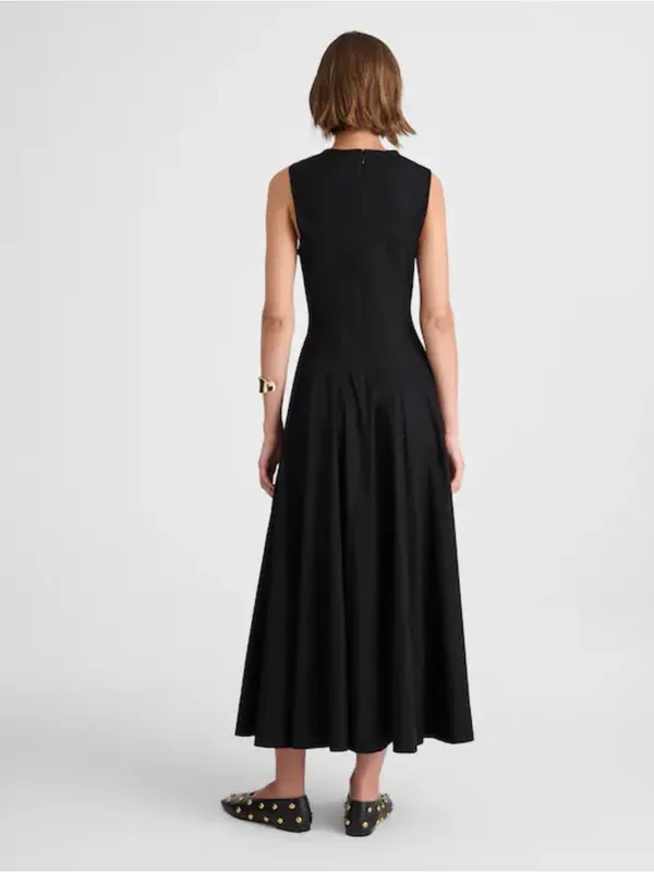 Madewell V-Neck Circle Midi Dress Black 100% Cotton Poplin NWT Womens 00 fits XS - Image 4