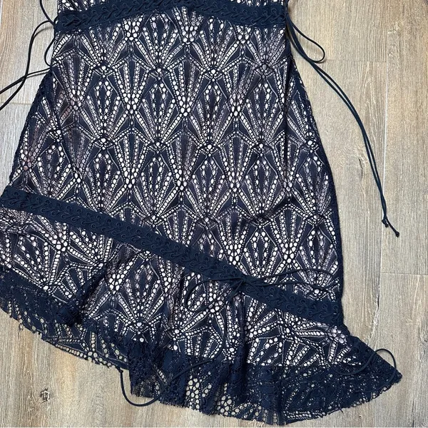 For Love & Lemons Bright Lights Mini Dress in Black Size Large Lace Asymmetrical - Image 5