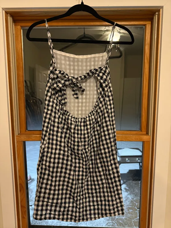 American Eagle Gingham Summer Mini Dress Tie Back - Image 2