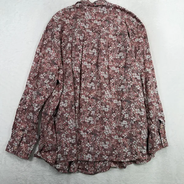 Anthropologie Pilcro L Button Down Pintuck Ditsy Floral Relaxed Top Mauve Pink - Image 13