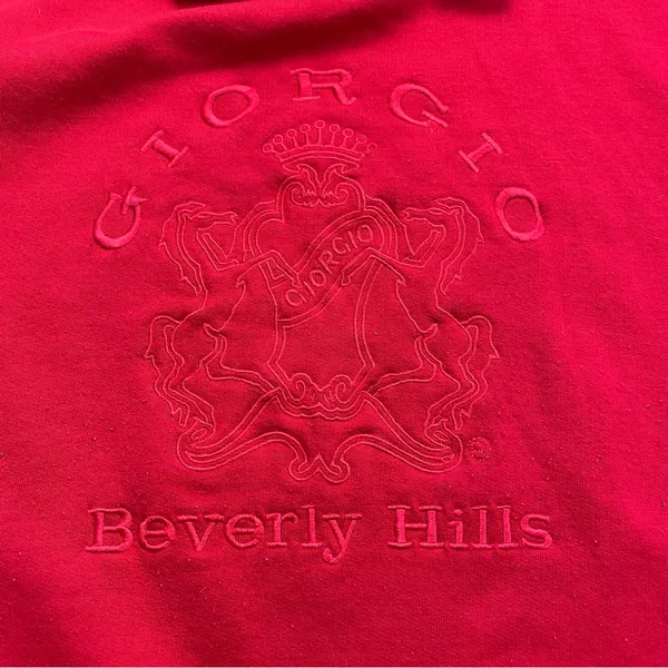 Vintage Giorgio Beverly‎ Hills Sweatshirt Red Collar Top Embroidered Preppy 80s - Image 9