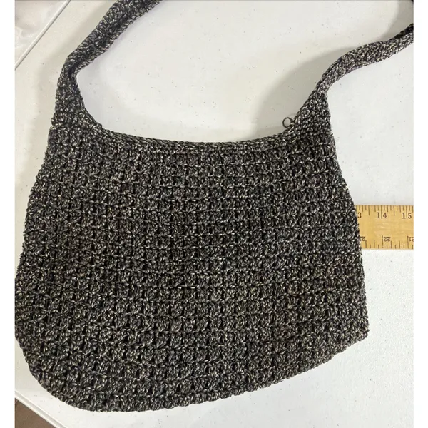 The Sak Bag Medium Hobo Purse Tote Coffee Tan Knit vacation bohemian summer - Image 4