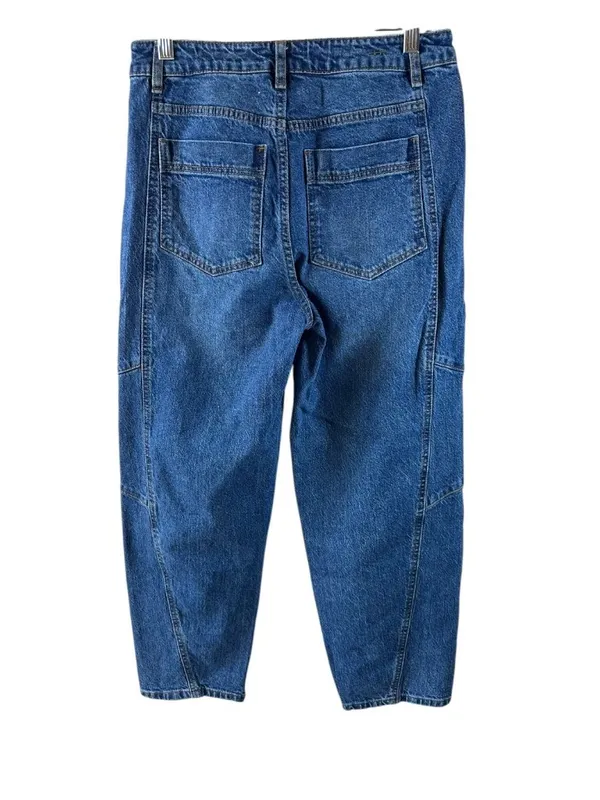 Habitual Brant High Rise Barrel Leg Jeans Women's 4/27 Blue Utility Crop - Image 3
