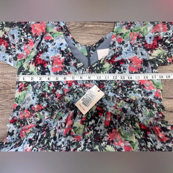 Cinq à Sept Women's Lewis‎ Long Puff Sleeves Floral Georgette Mini Dress Blue 0 - Image 7