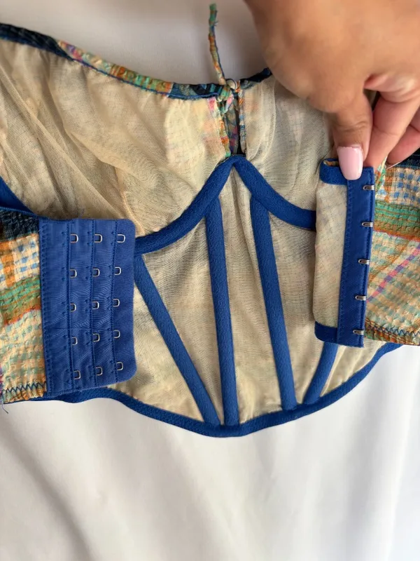 Out From Under (Urban Outfitters) patchwork corset crop top size S - Image 3