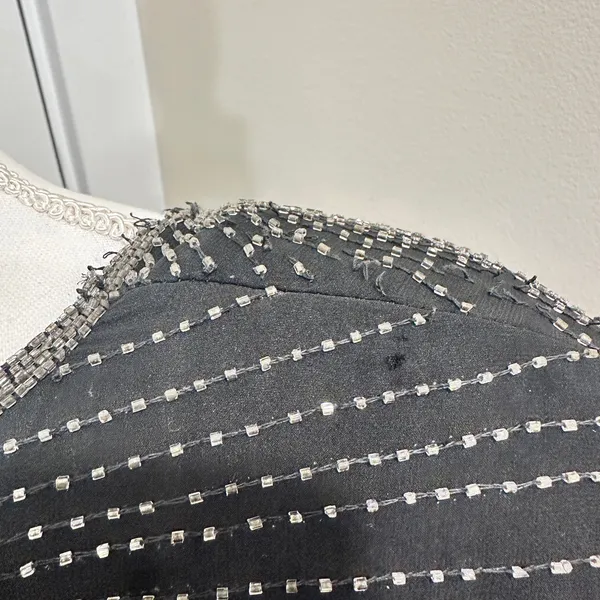 Vintage 80s Stenay Woman‎ Black Silk Beaded Sequin Cocktail Shift Dress Art Deco - Image 9