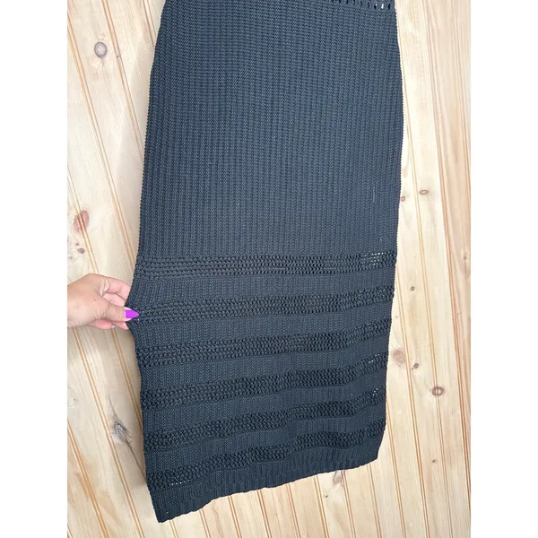 NWOT Lulus Strolls in the Sand Black Crochet Midi Swim Cover-Up Resort Beach M - Image 5