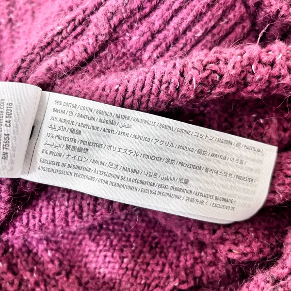 Abercrombie & Fitch Burgundy Cross Hatch Cable Knit‎ Cardigan Size M - Image 6