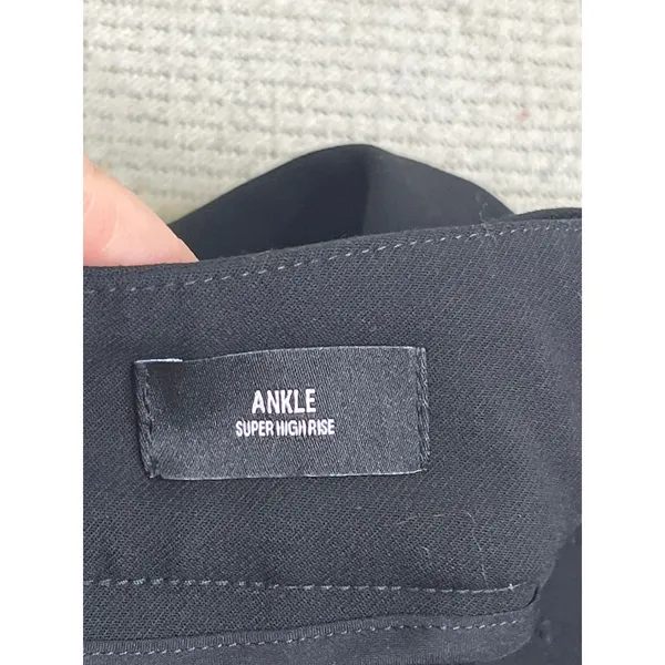 Express Super High Rise Cargo Trousers Black Belted Tapered Ankle Pants Size 4 - Image 9