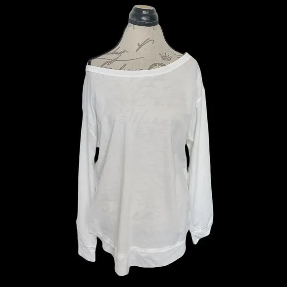 Womens Blouse Top Size Large White Long Sleeve Cotton Polyester minimalist - Image 6