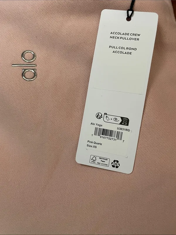 ALO Yoga NWT Accolade Crew Neck Pullover Sweatshirt Pink Quartz Size XS SOLD OUT - Image 8