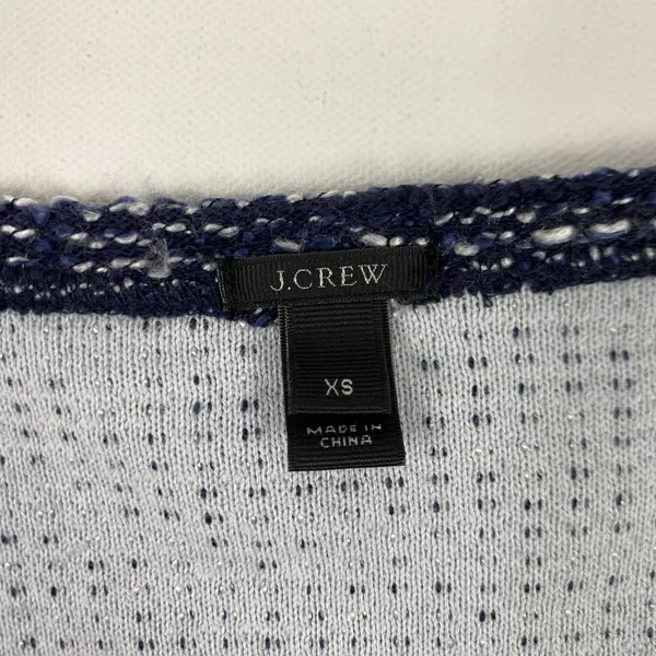 J Crew Sweater Womens XS Blue White‎ Marled Full Zip Knit Cardigan Long Sleeve - Image 2