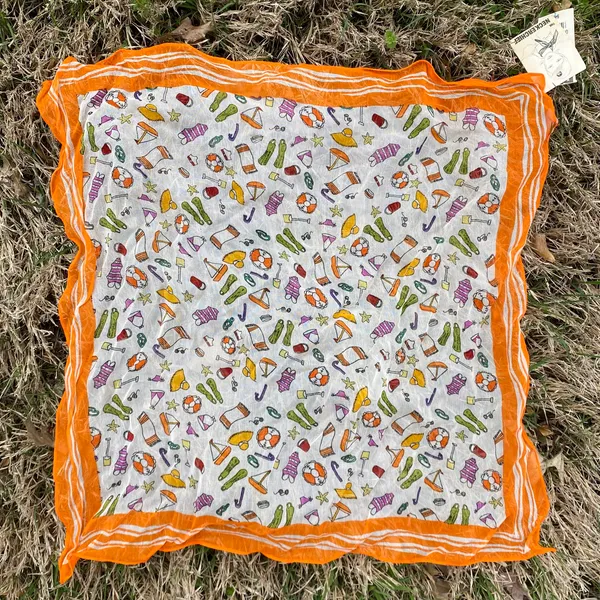 Vintage Deadstock 80s Beach Summer Print Neckerchief Scarf - Image 2