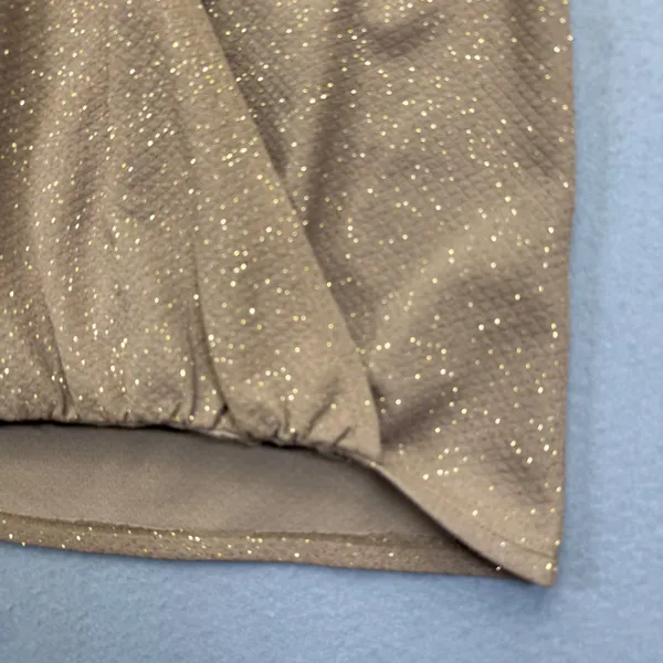 Alice + Olivia Gold‎ Metallic Shimmer Wrap Front Sleeveless Blouse Taupe XS - Image 3