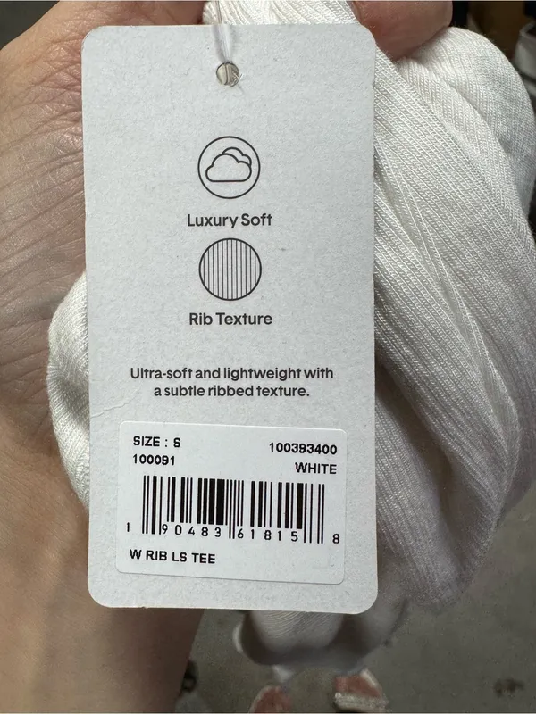 Tommy John Women's Micro Rib Long Sleeve Tee White Small New - Image 2