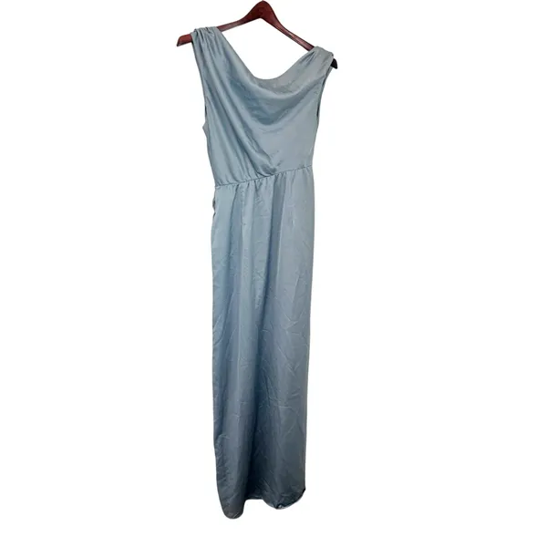 Show Me Your Mumu Jodie Dress Satin Maxi Dress Cowl Neckline Size Small Blue - Image 4