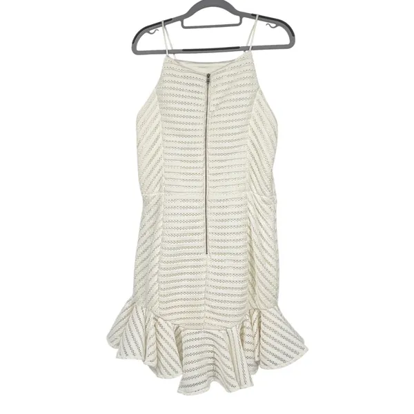 NWT Bardot Ivory Lace‎ Midi Dress L Halter Ruffle Hem Bridal Cocktail - Image 2