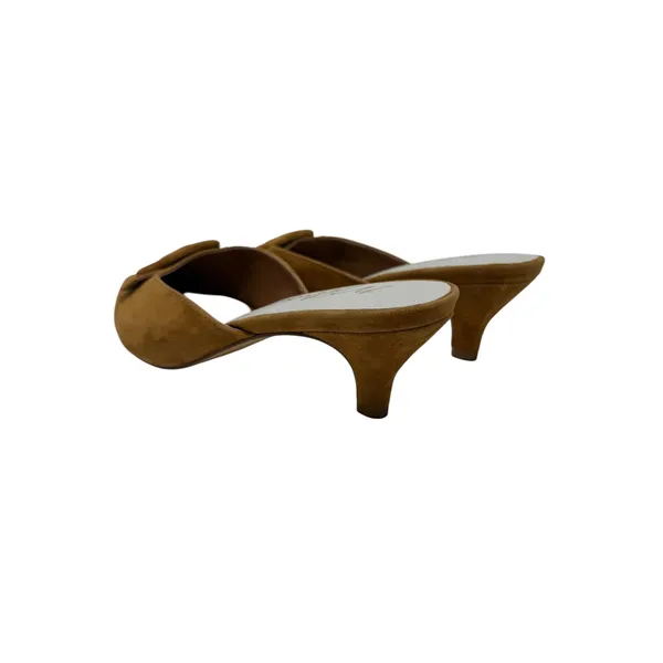 Matisse Layover Suede Buckle Kitten Heel Mule Pumps Cognac Brown Size 7.5 - Image 11
