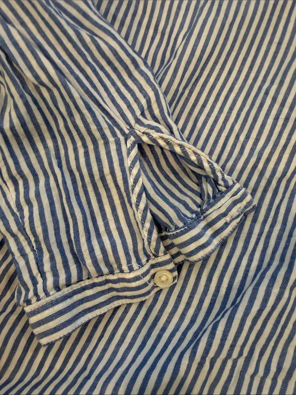 Old Navy Blue and White Striped Popover Blouse Size Large - C45-040 - Image 4