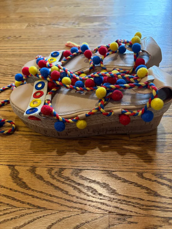 ASOS Tijuana Multi Pom Flatforms  Espadrille Platforms Multi Color - Image 2