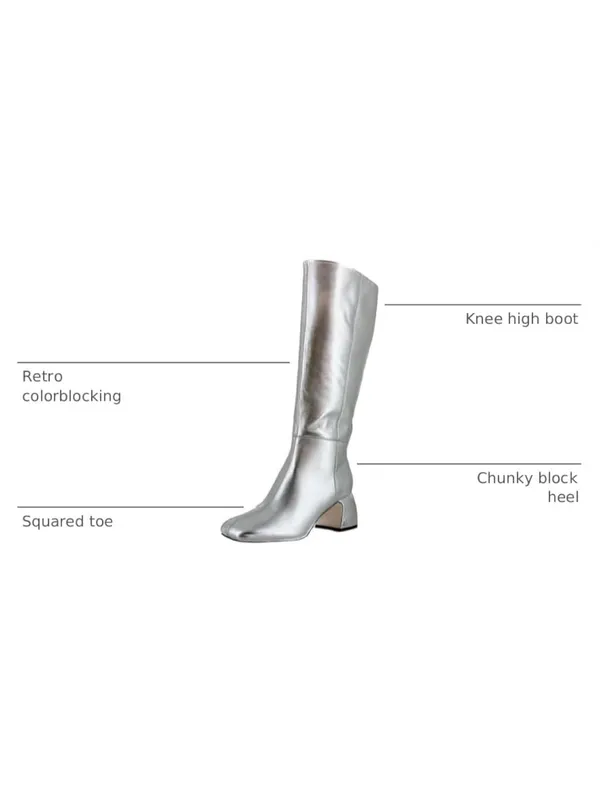 Sam Edelman Silver Knee Block Heel Boots size 6 new no box - Image 3