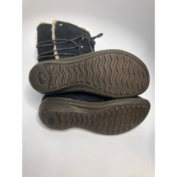 UGG Sunburst Tall Boots Womens 7 Black Good Suede Sheepskin Lace Up 5153 - Image 8
