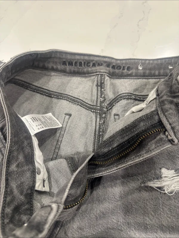 American Eagle Mom Jean Black/Gray distressed Jean size 10 - Image 4
