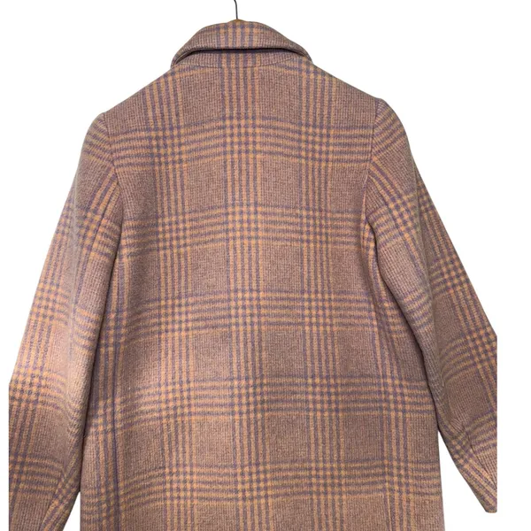 Tara Jarmon Paris Plaid Wool Blend Coat Pink Orange Size 34 French EU 34 US 2-4 - Image 9