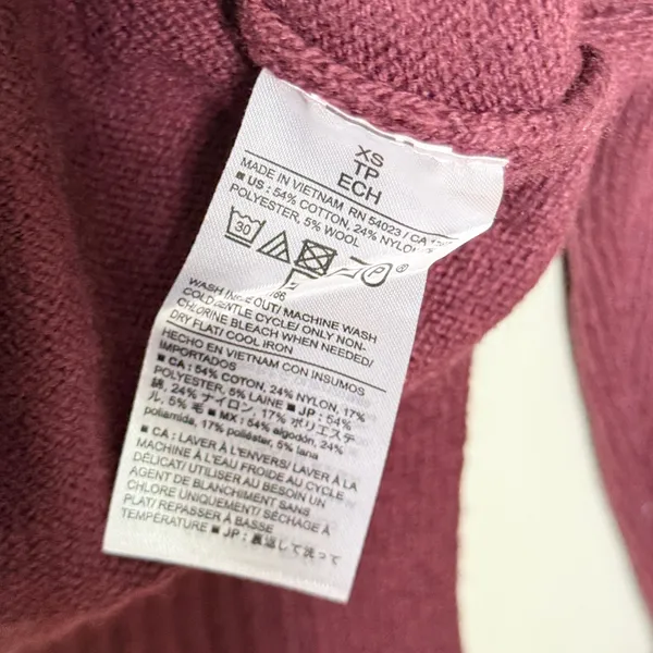 NWT Banana Republic Factory Wool Mock Neck Pullover Sweater Red Burgundy Size XS - Image 6