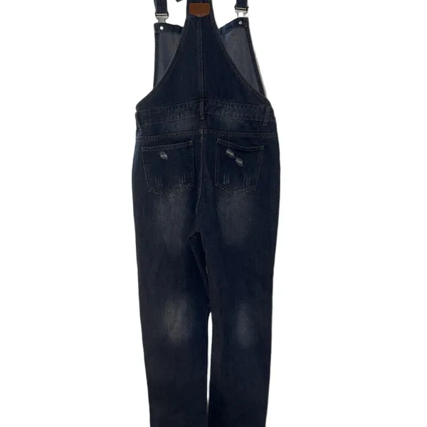 Relaxed Dark Blue Denim Overalls for Women - Image 6