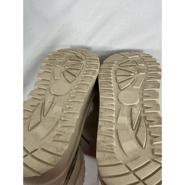 Womans Excellent Cond. Tuopin Classic Platform Lace Up Mini Snow Boots 8 Beige - Image 7
