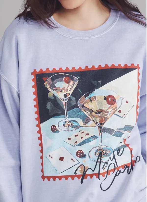 Anthropologie Lavender Game Night Graphic Oversized Sweatshirt, Size XS - Image 2