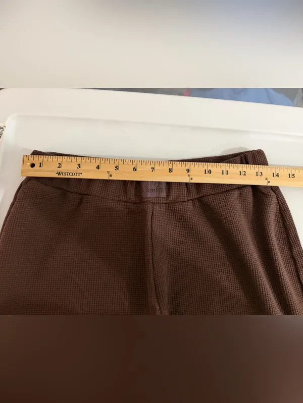 Comfrt Waffle Knit Wide-Leg Lounge Pants - Cocoa Large - Image 9