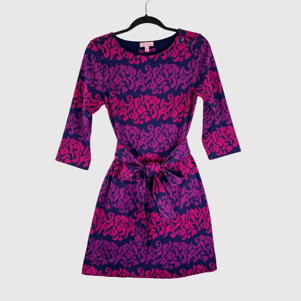 Lilly Pulitzer Womens Dress Pink Jonah Jacquard Mini Waist Tie Resort Medium - Image 2