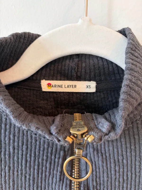Marine Layer Cropped Ribbed Half-Zip Long Sleeve Top - XS - Image 4